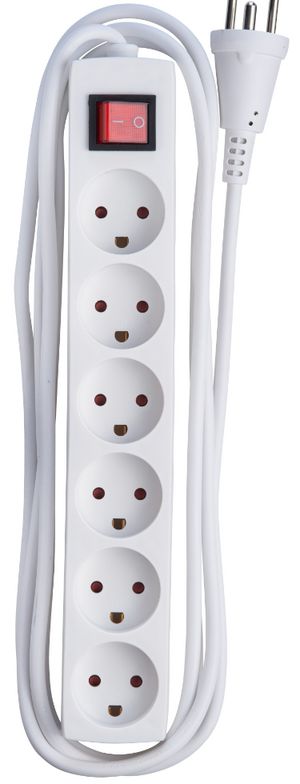 MicroConnect Power strip 6 outlets 3m White With ON/OF switch and child  protection SKI aftale