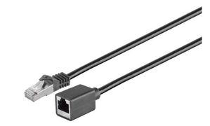 MicroConnect F/UTP CAT6 Extension cable 1m with mounting flange Black  26/7 AWG, CU, LSZH