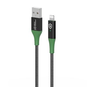 MicroConnect Smart Charge MFI USB-A to  Lightning Cable 1m  Black/Green Smart Charge MFI USB-A to Lightning Cable 1m Black/Green