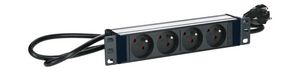 Lanview POWER STRIP 10" -  4WAY -  ALUMINIUM FINISH - 2M CABLE