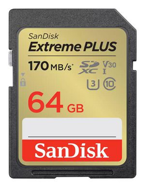 Sandisk EXTREME PLUS 64GB SDXC MEMORY  CARD 170MB/S 80MB/S UHS-I CL.  10