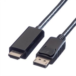 Value DisplayPort Kabel, 3,0m,  Sort, Displayport: Han -  HDMI: Han, 4K@60Hz