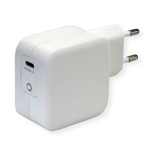 Roline USB OPLADER MED EURO STIK, 1X  USB-C, PD, 61W, HVID