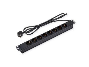 19-Steckdosenleiste 8fach 1 HE Schutzkontakt-Stecker 3m