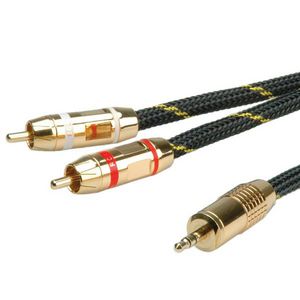 ROLINE GOLD Audio-Verbindungskabel 3,5mm Stereo - 2x Cinch Stecker / Stecker 5m
