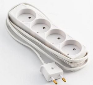 MicroConnect 4-way power stripno earth,  1,5m white