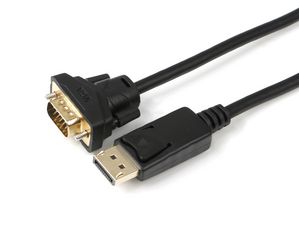 MicroConnect Displayport to VGA Cable 0.5m Displayport version 1.2, Black Supports (1920 x 1080P), Gold-plated conectors
