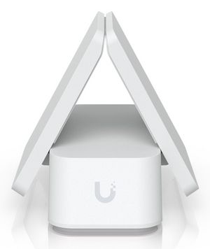 Ubiquiti Weighted stand with  adjustable clamp keeps  non-rack UniFi devices upright on flat surfaces.