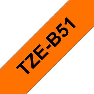 Brother TZE-B51 LAMINATED TAPE 24MM  5M BLACK ON SIGNAL ORANGE