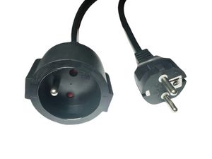 MicroConnect Power Extension Cord  EU to  French Type E, 3m Black