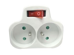 MicroConnect Plug on/off switch EU to  2French Type E, White