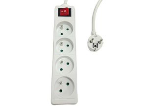 MicroConnect 4-way Power Strip on/off  switch French Type E, 5m  White