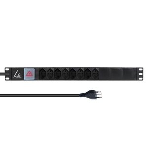 Lanview 19" rack mount power strip, 8  port Swiss T13 10A, with  switch , 2M power cable type J