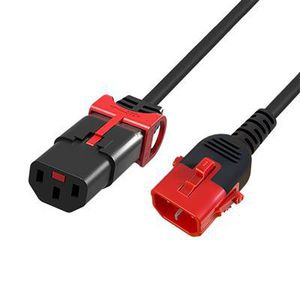 MicroConnect Powercord C13 IEC Lock+ - C14  IEC Lock Dual Locking black  0,5m, PC3600