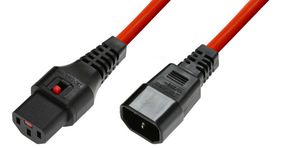 MicroConnect Powercord C13 IEC Lock - C14  Red 2,5m, PC1411