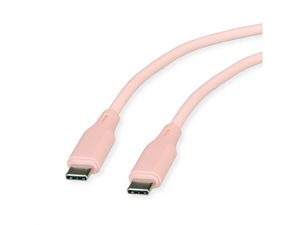 ROLINE USB 2.0 Kabel, Typ C-C, ST/ST, Silikon, 60W, pink, 1 m
