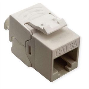 ROLINE Cat.6A (Class EA) Keystone, ungeschirmt, werkzeuglos, SLIM, extra kurz, wei