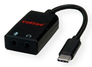 ROLINE Adapter USB Typ C - 2x 3,5mm Audio, ST/BU, 0,13 m