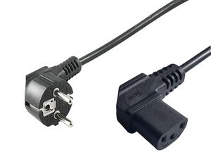 MicroConnect Power Cord CEE 7/7 - C13 3m Angled Schuko/Angled C13 Black H05VV-F3x1mm2 CU, Male-Female