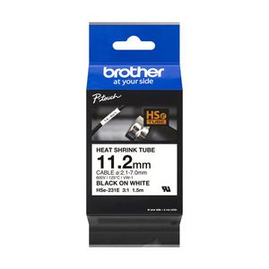 Brother HSE-251E 21.0MM BLACK ON  WHITE HEAT SHRINK TAPE