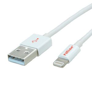 Roline USB 2.0 LADEKABEL, LIGHTNING:  HAN - USB-A: HAN, 1,8M, HVID