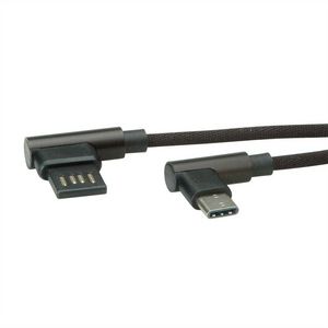 Roline USB 2.0 KABEL HAN-HAN,  VINKLET USB-C - USB-A,  REVERSIBLE, 0,8 M, SORT