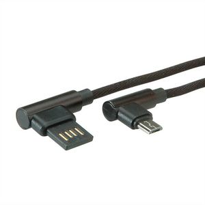 Roline USB 2.0 VINKLET KABEL, 0,8M,  SORT, USB-A: HAN - USB-MICRO  B: HAN