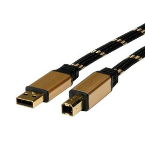 Roline GOLD USB 2.0 KABEL, USB-A:  HAN - USB-B: HAN, 3,0M, SORT