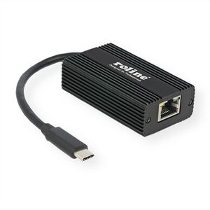Roline USB 3.2 GEN 2 ADAPTER, USB-C:  HAN - RJ45: HUN, 2.5 GIGABIT  ETHERNET CONVERTER, 10/100/1000/2500, SORT