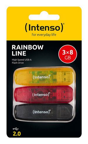 STICK Intenso Rainbow Line 8GB USB STICK 2.0 Multipack x3 bunt