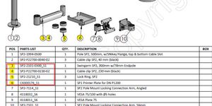 Ergonomic Solutions KIT: Swingarm AP2,Cable Clip  SP2, Lock Ring SP", SP1  Printer plate for DN P1200 -BLACK-