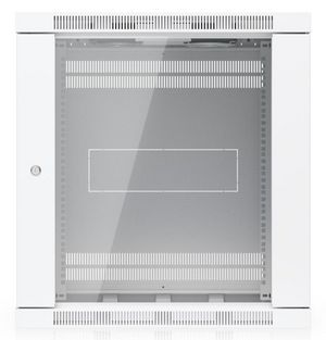 Ubiquiti Fully assembled wall-mount  rack with built-in fans and  removable panels, engineered for easy equipment access and space-efficient
