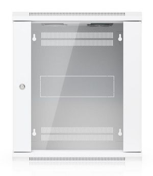 Ubiquiti Fully assembled wall-mount  rack with built-in fans and  removable panels, engineered for easy equipment access and space-efficient