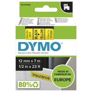 DYMO D1 Standard 12mm 12mm x 7m Black on yellow,