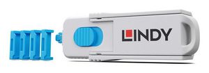 Lindy 40320 HDMI Port Blocker Key -  Pack of 4 Blockers, Blue