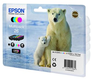 Epson 26 Multipack - 4 pakker - sort,