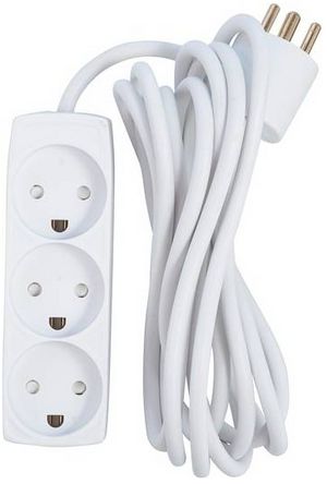 MicroConnect 3-way Danish Power Strip 3m Without ON/OFF Switch, with  child protection