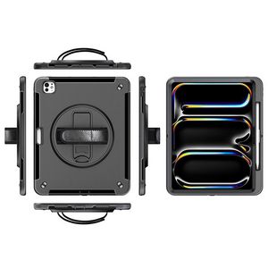 eSTUFF iPad Pro 11 2025/2024 OHIO  Defender Case with hand strap  and shoulder strap. Black