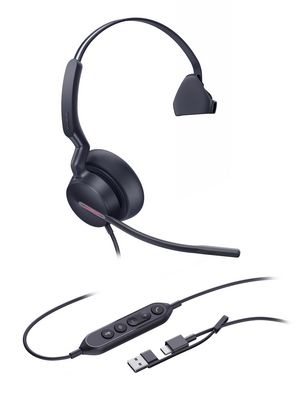 Yealink Uh46 Mono Usb-C/A Headset  Wired Head-Band Office/Call  Center Usb Type-C / Usb Type-A Black