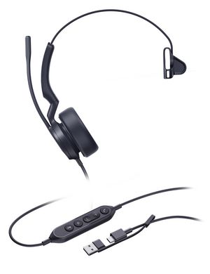 Yealink Uh44 Mono Usb-C/A Headset  Wired Head-Band Office/Call  Center Usb Type-C / Usb Type-A Black