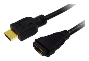 LogiLink HDMI cable, A/M to A/F, 4K/30  Hz, black, 2 m