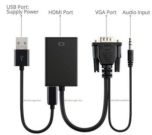 MicroConnect Adapter VGA 15pin  - HDMI M-F Active, with USB Power Resolution : 1080p*60hz, Signal direction : from VGA to HDMI