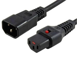 MicroConnect Powercord C13 IEC Lock - C14  black 1m, PC1024 Powercord  C13 IEC Lock - C14 black 1m, PC1024