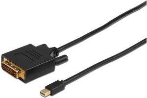MicroConnect Mini Displayport to DVI-D  Cable 2m Dual Link 24+1,  Black, Gold plated, resolution: 1920*1080p