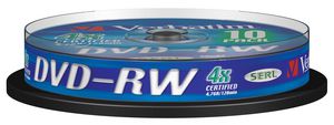 1x10 Verbatim DVD-RW 4,7GB 4x Speed, matt silver Cakebox
