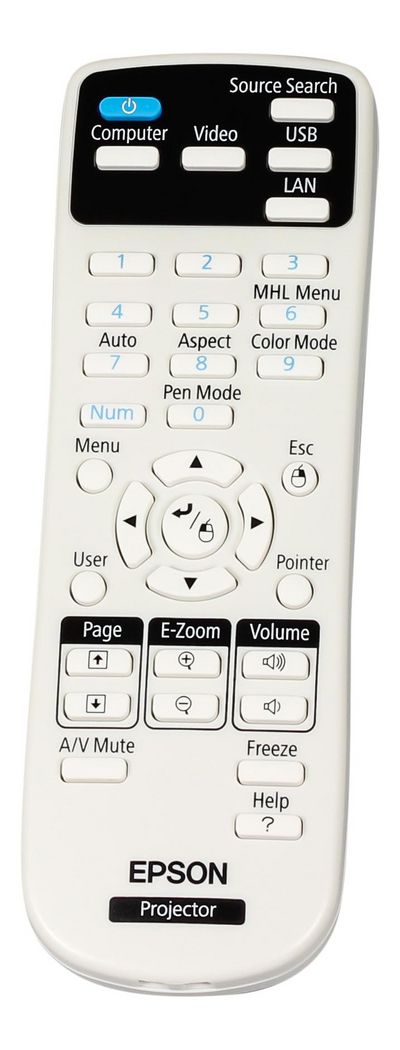 Epson Remote Controller 1613717, Projector, Press buttons, Black, White