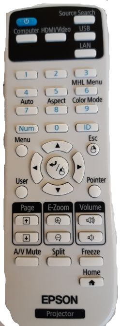 Epson Remote Controller 2181788, Projector, IR Wireless, Press buttons, Black, White