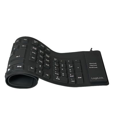 LogiLink Keyboard flexibel, black, LogiLink ID0019A, Wired, USB, QWERTZ, Black
