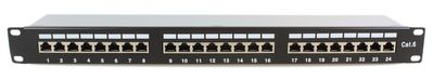 MicroConnect 19" FTP. 6 patch panel 24 port Krone IDC, Black  color ADSL terminals.