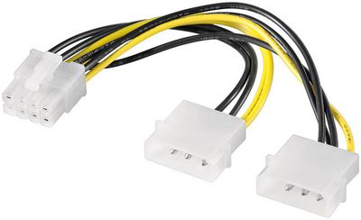 MicroConnect Internal PC Power supply cable 0.15 meter 2x HDD/5.25" male (4-pin) - PCIe female (8 pin)